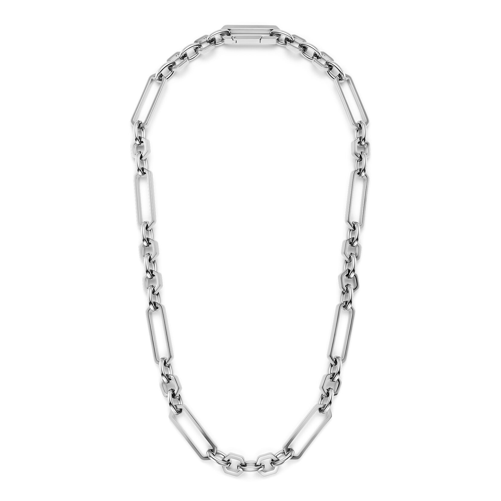 Hex Link Silver Tone Necklace