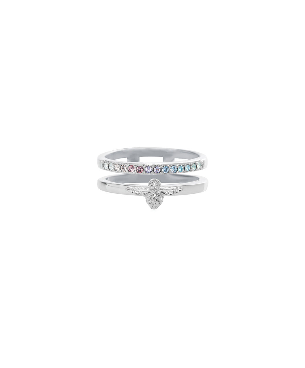 Rainbow Bee Ring Silver
