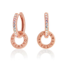 Bejewelled Classics Rainbow Interlink Huggie Hoops Rose Gold