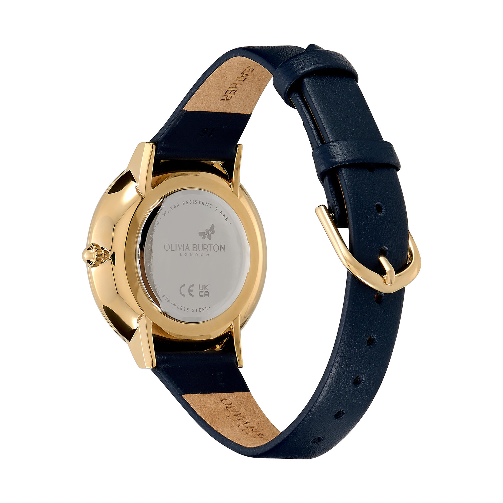 35mm Nova Slim Gold & Sapphire Blue Leather Strap Watch