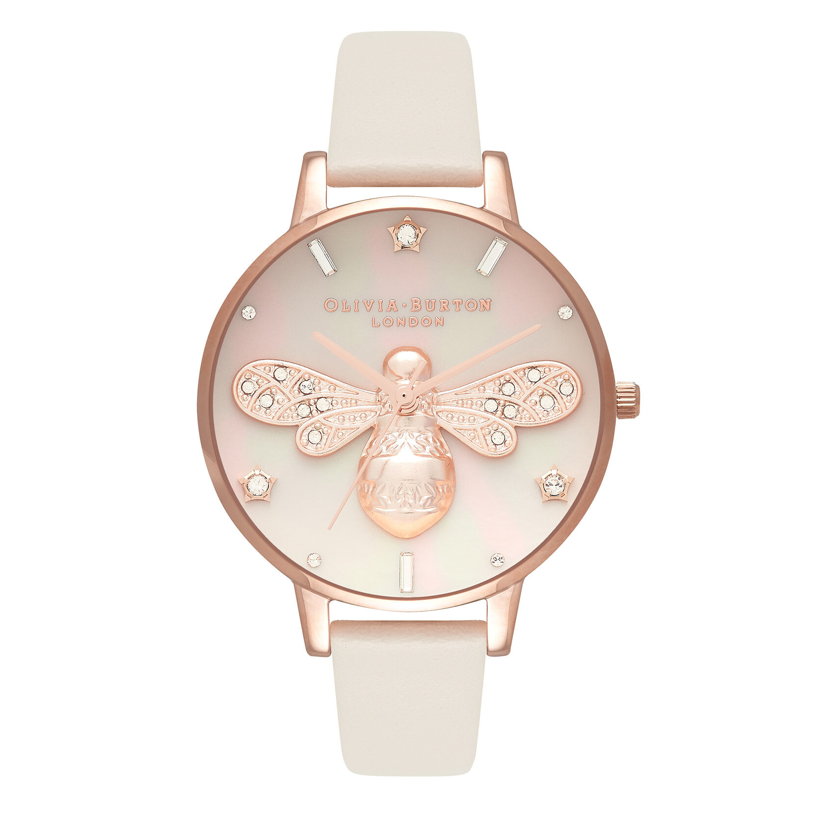 34mm Rose Gold & Blush Leather Strap Watch