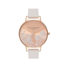  Lace Detail Blush & Rose Gold Watch 