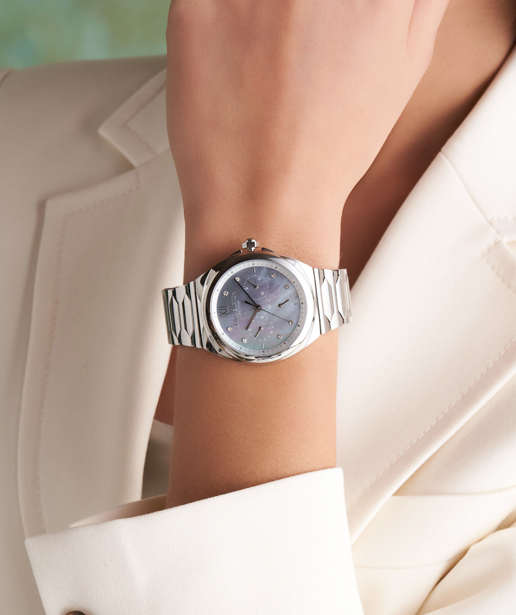 Olivia burton mother of pearl watch silver new arrivals