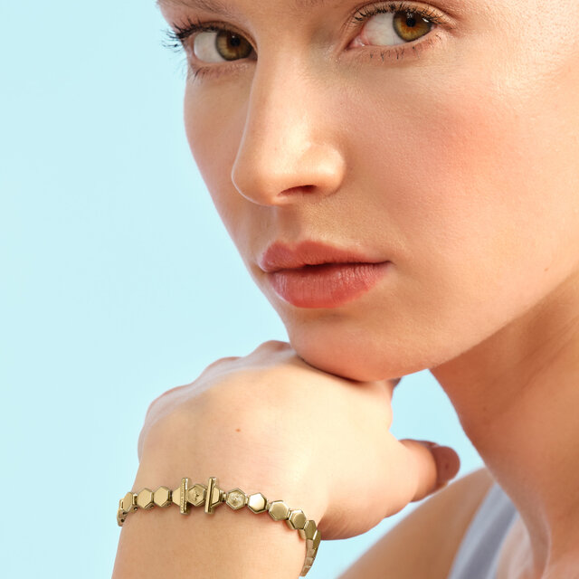 Petite Honeycomb Gold Plated Cuff Bracelet