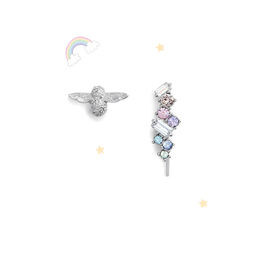 Rainbow Bee Crawler & Stud Silver