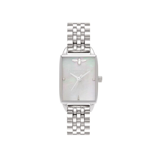 Bee Hive Grey Mother of Pearl Bracelet, Silver