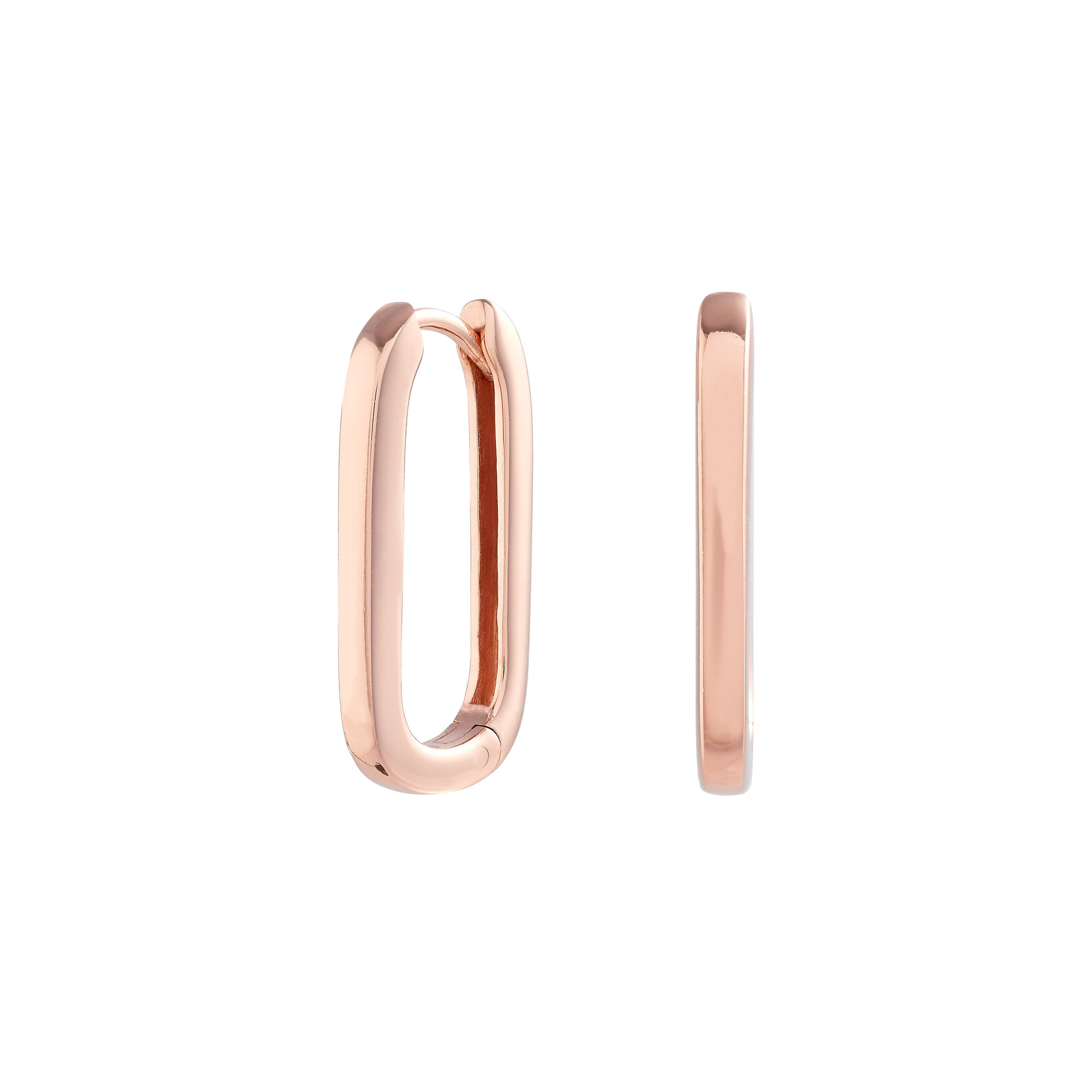 Rose Gold Oval Huggie Hoops