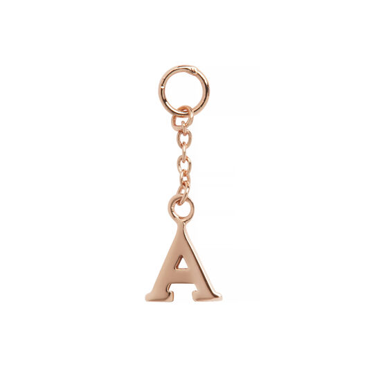 A Alphabet Huggie Charm Rose Gold
