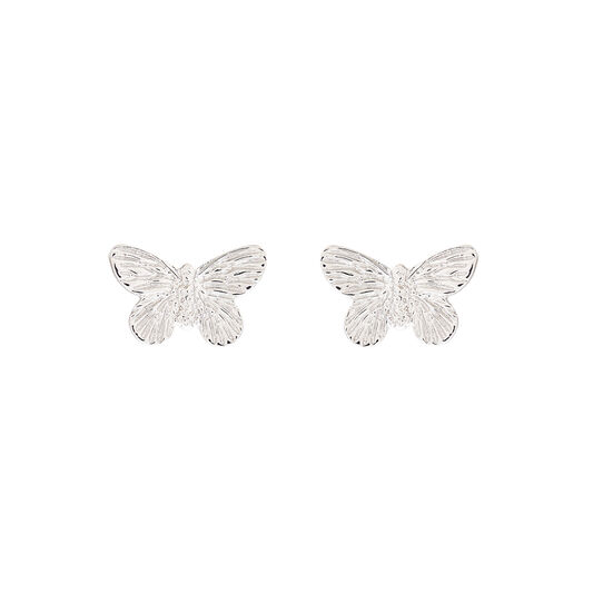 3D Butterfly Stud Earrings Silver