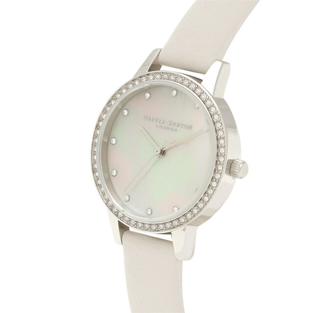 Midi Blush Mother Of Pearl Sparkle Bezel, Silver & Grey Watch