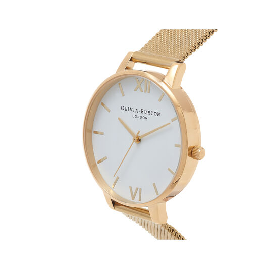 White Dial Gold Mesh Watch