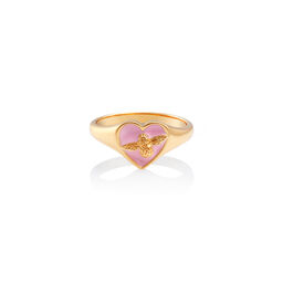 Love Bug Signet Ring Pink & Gold L