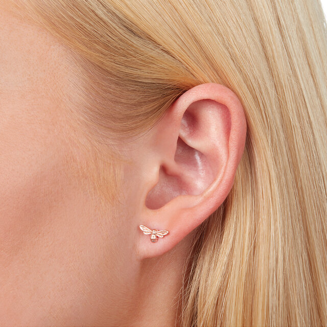 Rose Gold Heart Stud Earrings