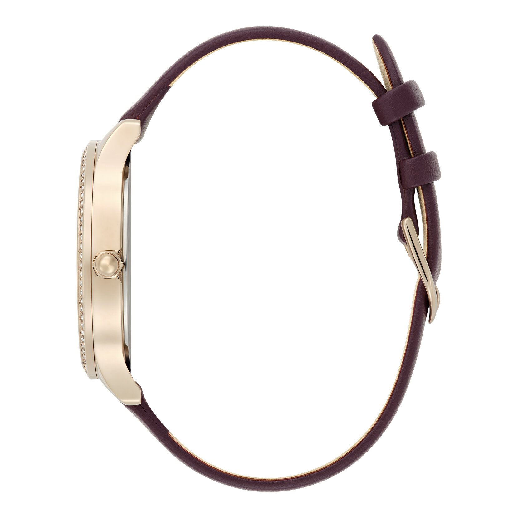 34mm Beaulieu Rose Gold & Cherry Lacquer Leather Strap Watch