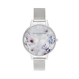 Sunlight Florals Big Dial Silver Mesh