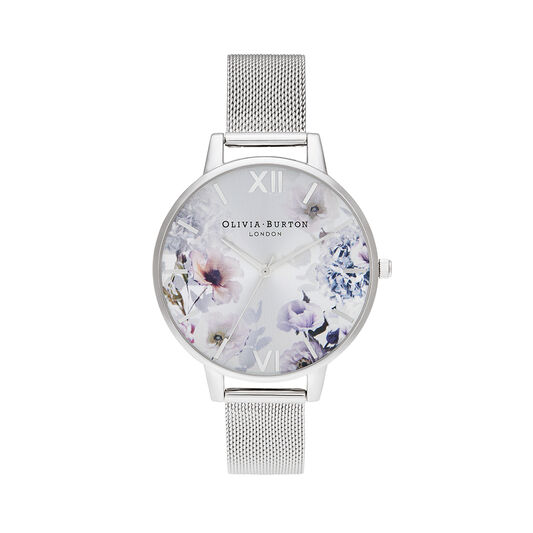 Sunlight Florals Big Dial Silver Mesh
