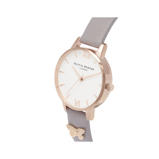 Embellished Strap Butterfly, Grey Lilac & Rose Gold