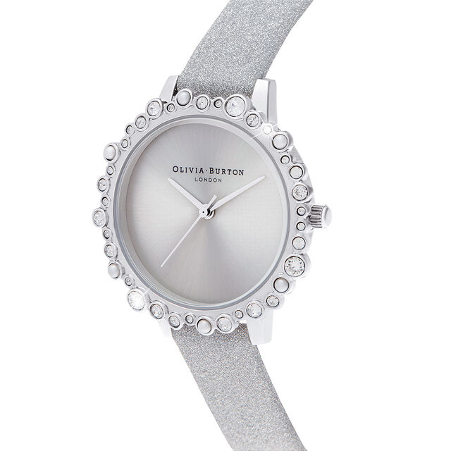 Bubble Case Midi Dial gray Glitter Strap & Silver Watch