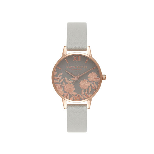 Lace Detail Grey & Rose Gold Watch