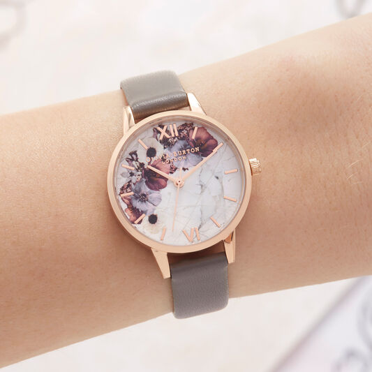 Marble Floral London gray & Rose Gold