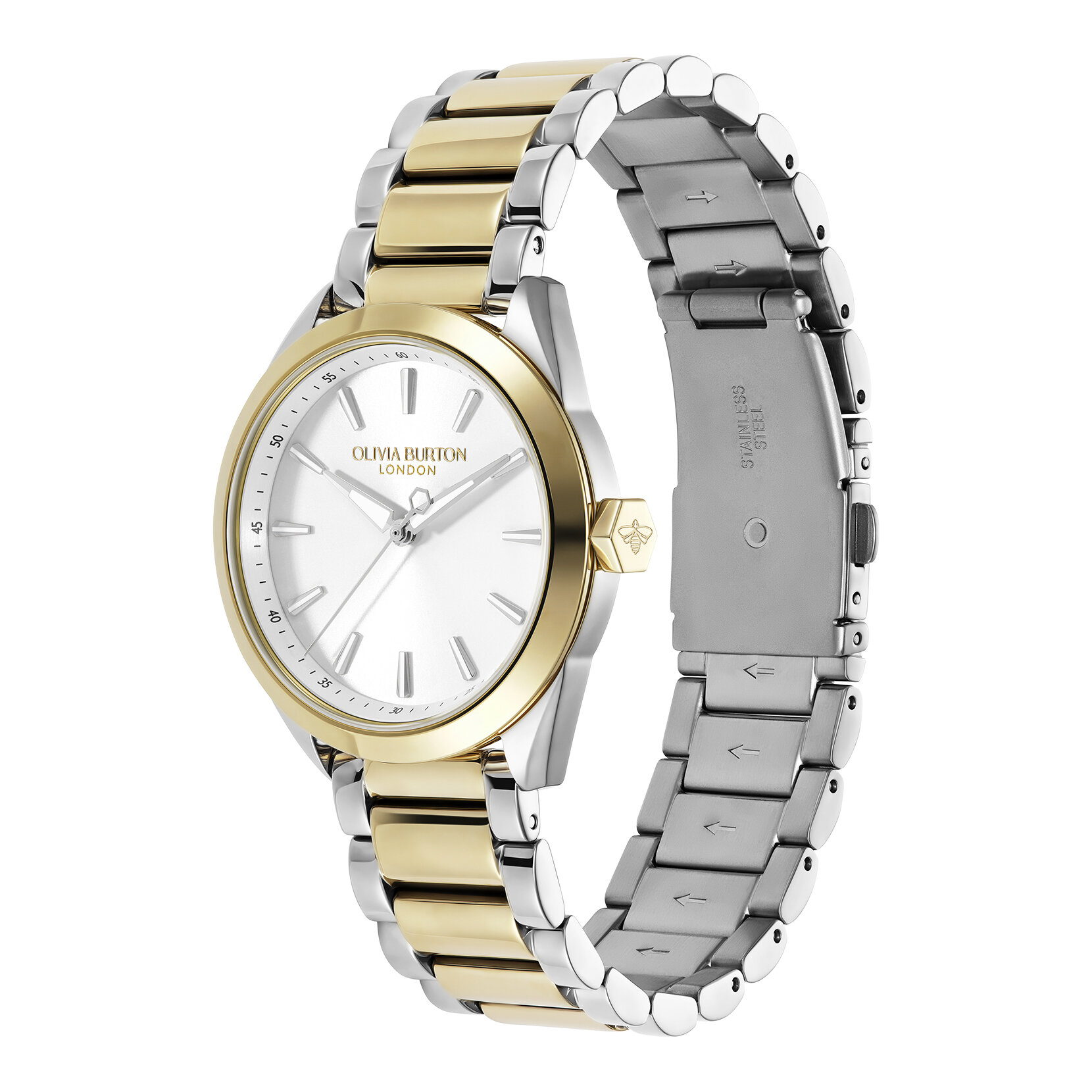 34mm Geo White & Two Tone Bracelet Watch