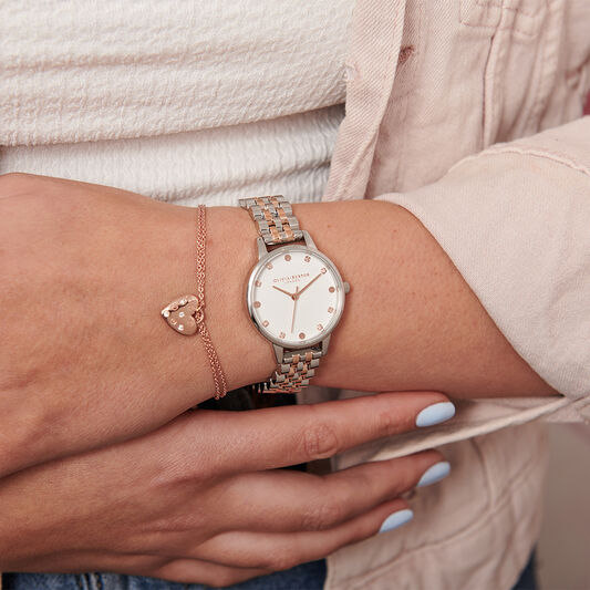 Classics 30mm Silver & Rose Gold Bracelet Watch & Classic Bracelet Gift Set