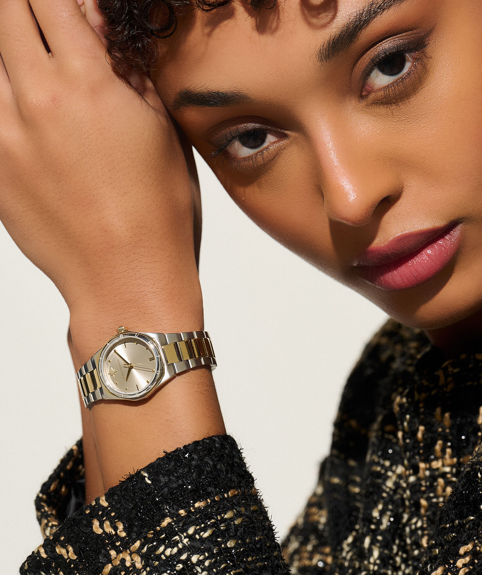 Sports Luxe 28mm Mini Hexa Neo Gold & Two Tone Bracelet Watch 