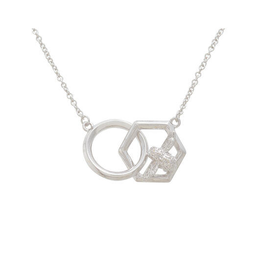 Honeycomb Bee Necklace Silver