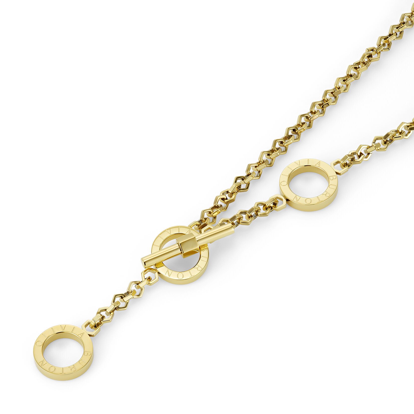 Honeycomb Toggle Gold Plated Necklace