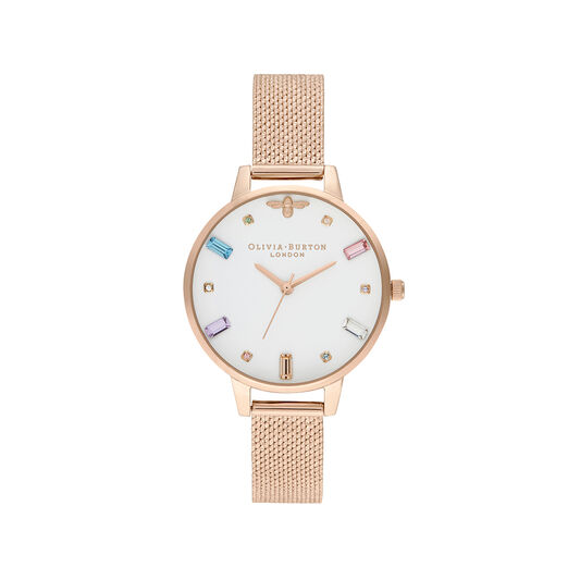 Rainbow Bee Pale Rose Gold Bouclé Mesh