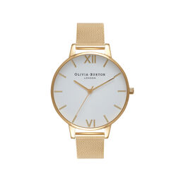  White Dial Gold Mesh Watch 
