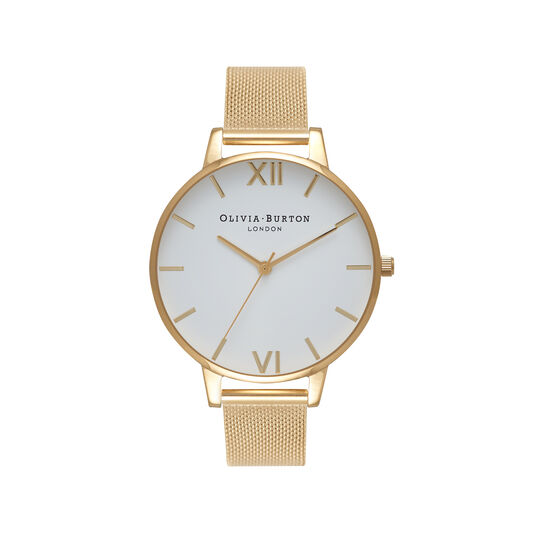 White Dial Gold Mesh Watch