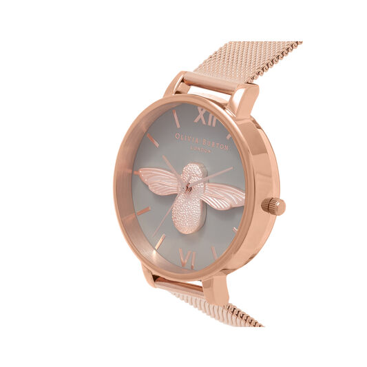 3D Bee Rose Gold Mesh Watch
