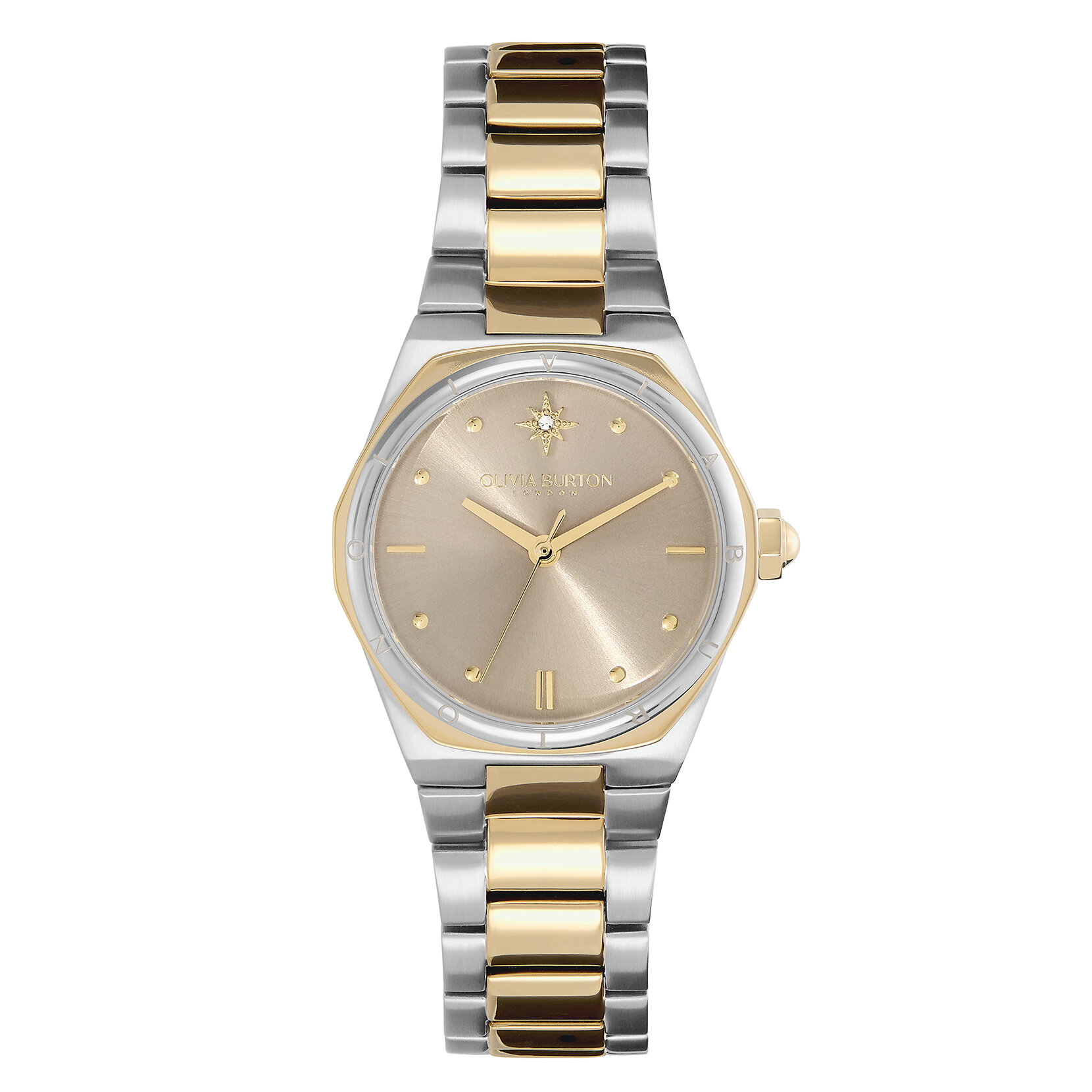 28mm Mini Hexa Two Tone Bracelet Watch & Illusion Stacking Bracelet Gift Set
