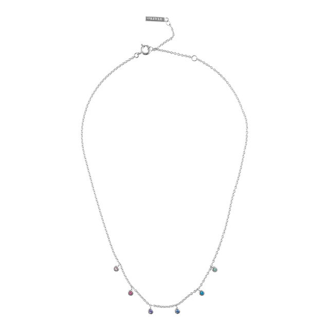 Rainbow Crystal Silver Choker Necklace