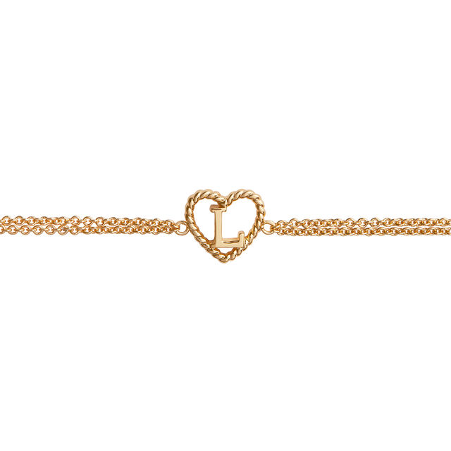 'L' Heart Initial Chain Bracelet Gold