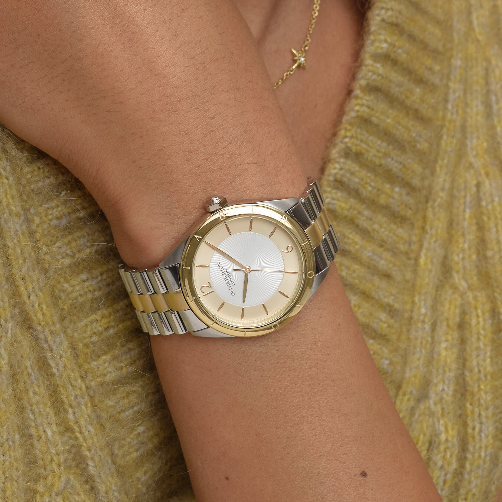 36mm Swirled White & Two Tone Bracelet Watch