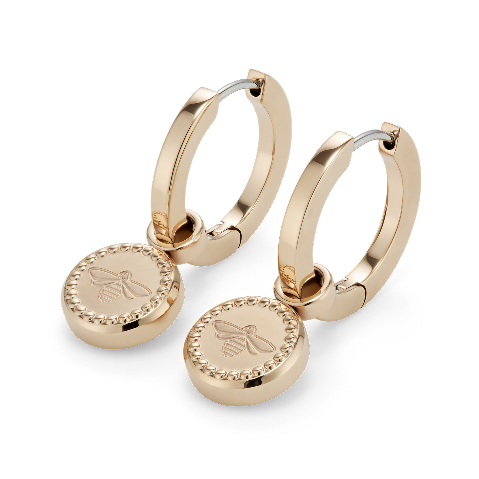 Bee Charm Rose Gold Plated Hoop Earrings