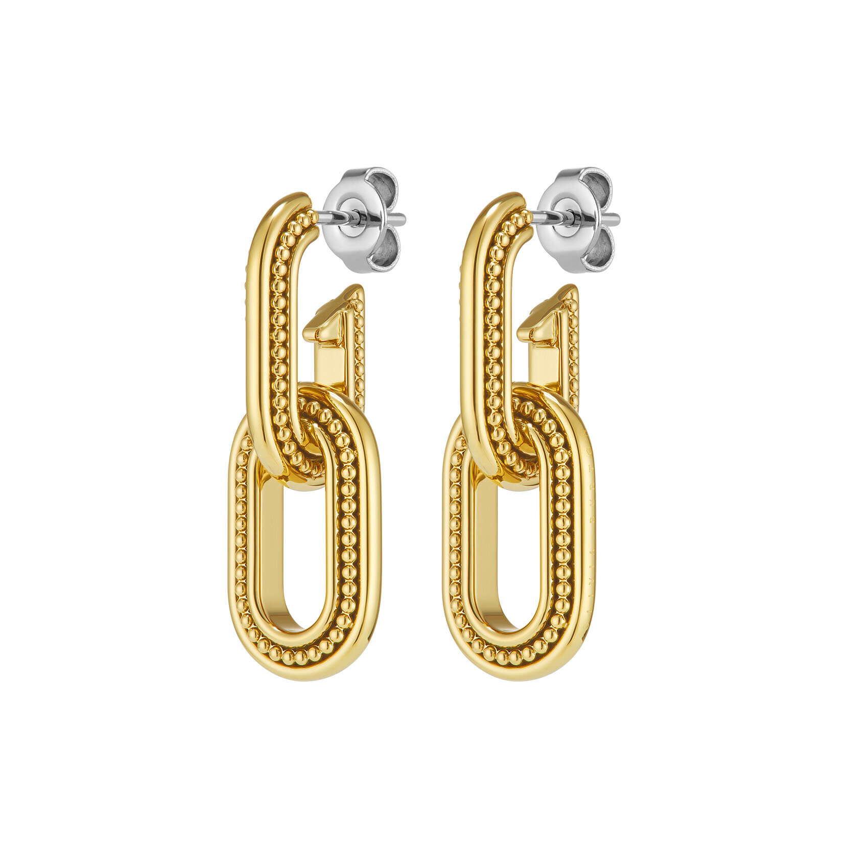Camber Caviar Interlink Gold Plated Hoop Earrings