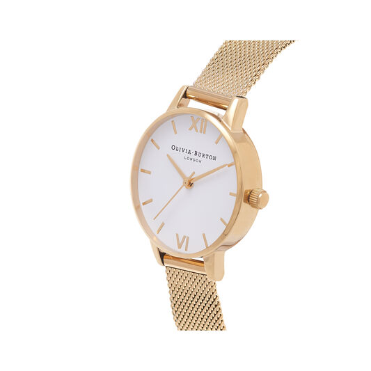 White Dial Gold Mesh Watch