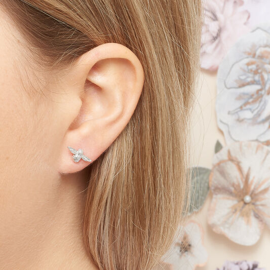 3D Bee Studs Silver