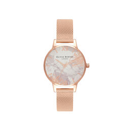 Abstract Florals Rose Gold Mesh Watch  