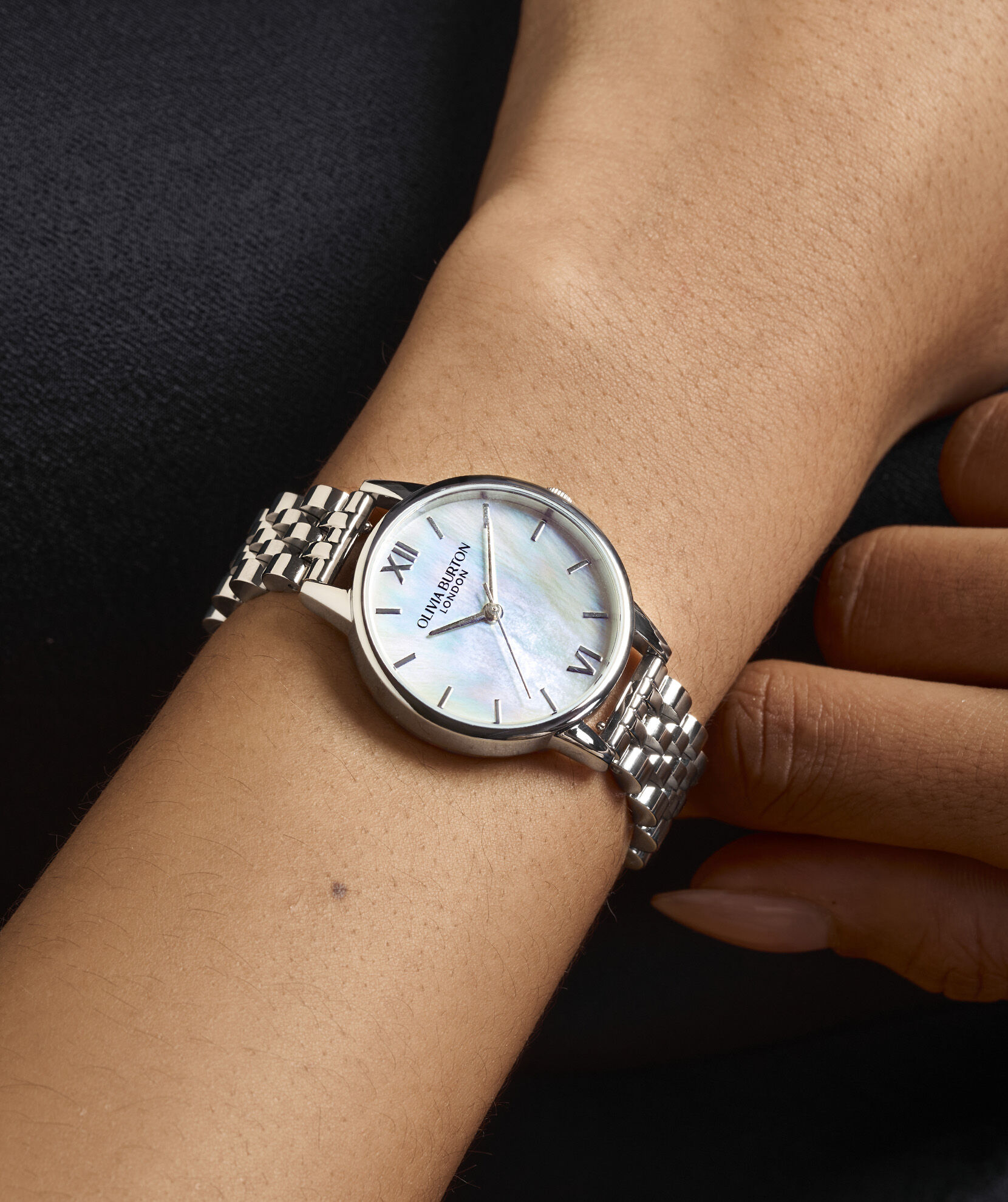Olivia burton women's silver watch discount