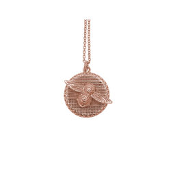  3D Bee & Coin Necklace Rose Gold 