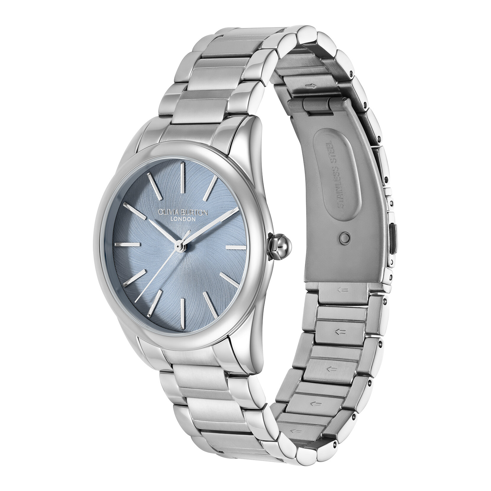 34mm Glowful Sky Blue & Silver Bracelet Watch