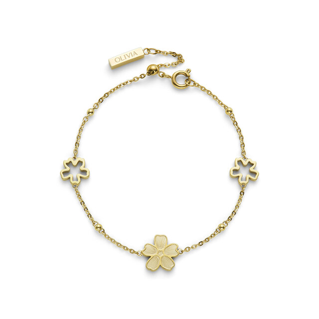 Forget Me Not Floral Gold Plated Bracelet