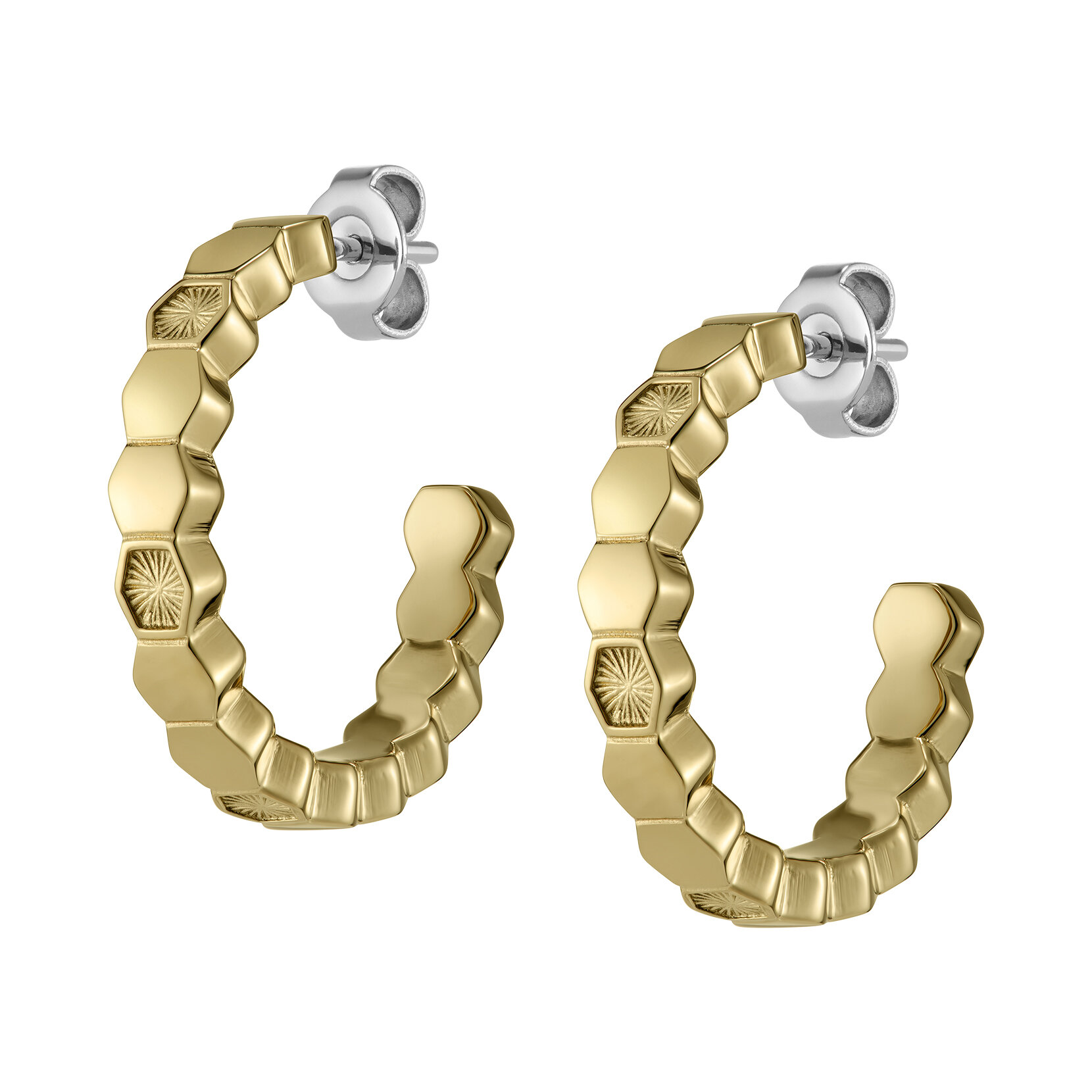 Petite Honeycomb Gold Plated Hoop Earrings