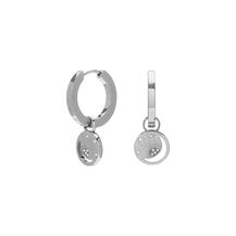 Celestial Sun Silver Tone Hoop Earrings