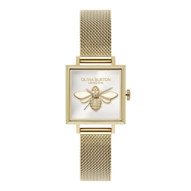23mm Lucky Bee White & Gold Mesh Watch