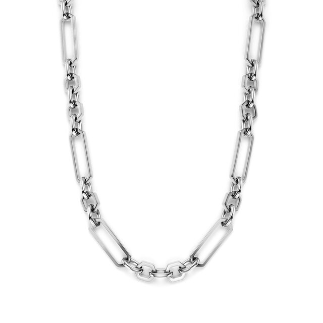 Hex Link Silver Tone Necklace